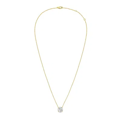 Diana M. 14kt 12cts Lab Grown Diamond Solitaire Pendant, 4 Prong, Round, Def Color, Vs Clarity, Excellent Cut In Yellow