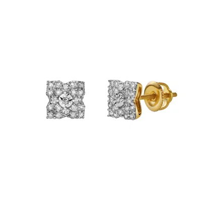Luvmyjewelry Suave 10k Yellow Gold Diamond Unisex Earrings In Yellow