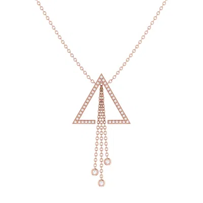 Luvmyjewelry Skyline Triangle Bolo Adjustable Diamond Lariat Necklace In 14k Rose Gold Vermeil On St In Pink