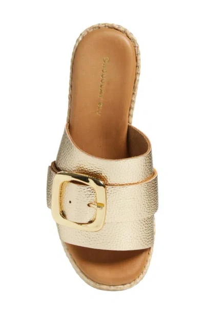 Chocolat Blu Jana Platform Wedge Slide Sandal In Gold Leather