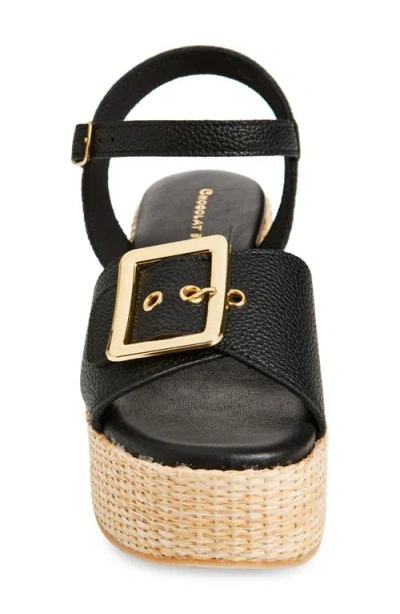 Chocolat Blu Jenis Ankle Strap Platform Wedge Sandal In Black Leather