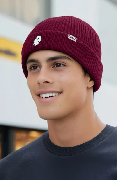 Dalix Ghost Beanie In Maroon