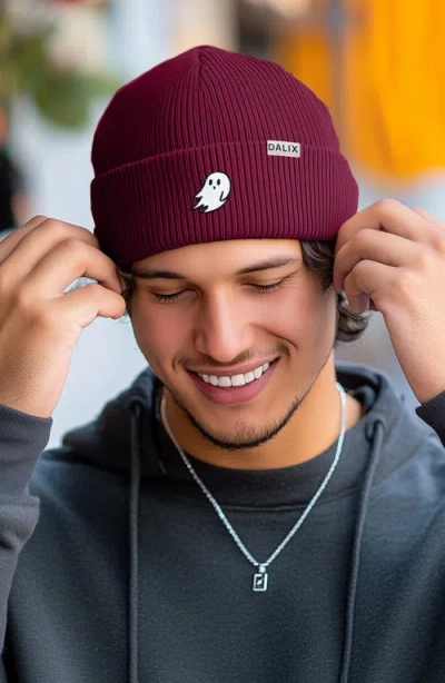 Dalix Ghost Beanie In Maroon
