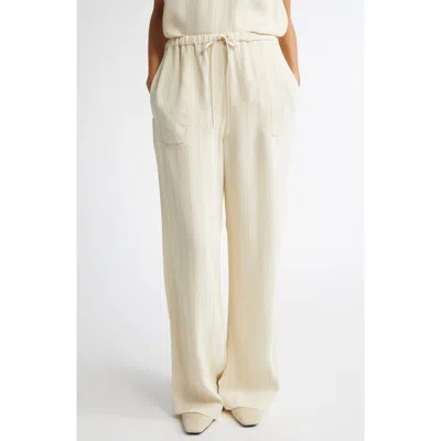 Totême Toteme Woven Stripe Drawstring Trousers In Ecru
