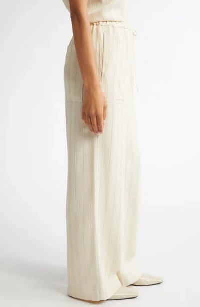 Totême Toteme Woven Stripe Drawstring Trousers In Ecru