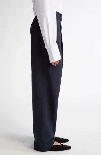 Totême Toteme Pleated Straight Leg Trousers In Nightfall