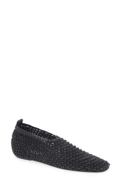 Totême Toteme Woven Leather Ballerina Flat In Black