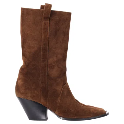 Zimmermann Texano Cowboy Boots In Brown Suede In Brown