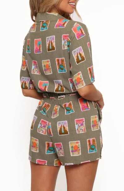 Petal And Pup Petal & Pup Everlee Postcard Print Romper In Green