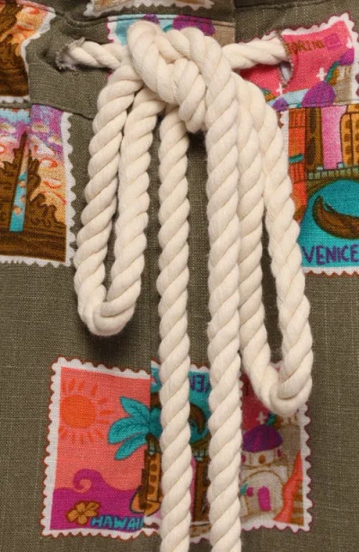 Petal And Pup Petal & Pup Everlee Postcard Print Romper In Green