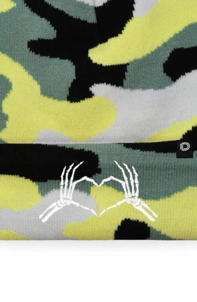 Dalix Heart Of Bones Beanie In Green Camo