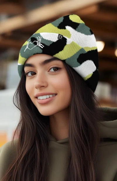 Dalix Heart Of Bones Beanie In Green Camo
