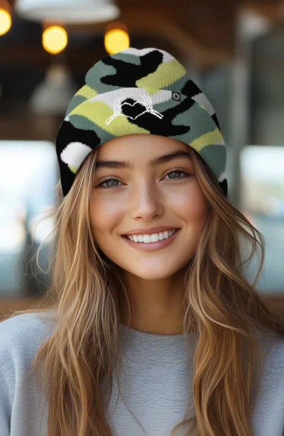 Dalix Heart Of Bones Beanie In Green Camo