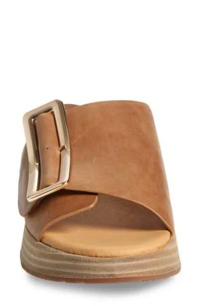 Chocolat Blu Ela Platform Wedge Slide Sandal In Camel Leather