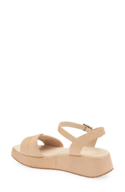 Chocolat Blu Elly Ankle Strap Platform Wedge Sandal In Sand Leather