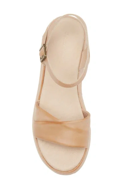 Chocolat Blu Elly Ankle Strap Platform Wedge Sandal In Sand Leather
