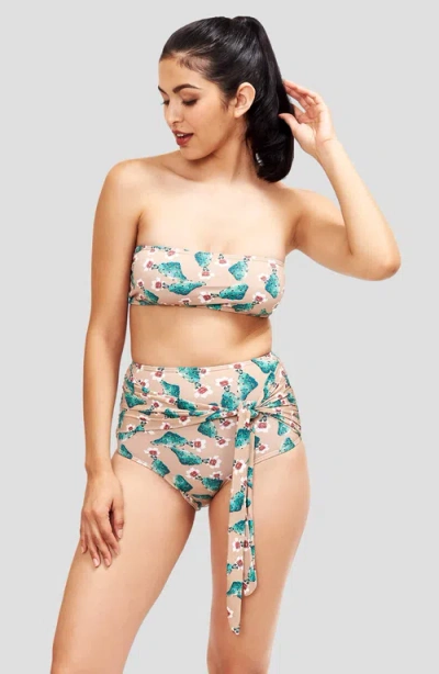 Sauipe Giovanna High Waisted Bikini Bottom In Cactus Print