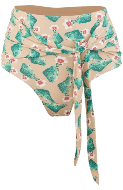 Sauipe Giovanna High Waisted Bikini Bottom In Cactus Print