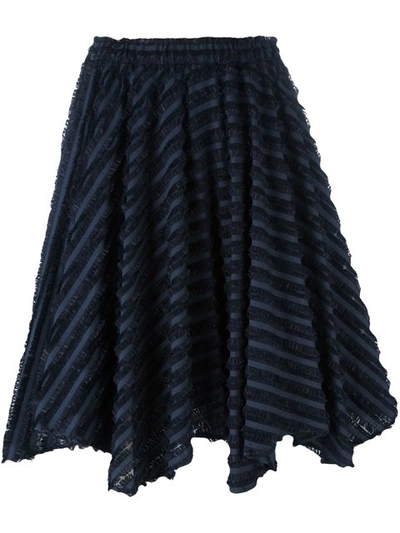 Julien David Striped Frayed Skirt