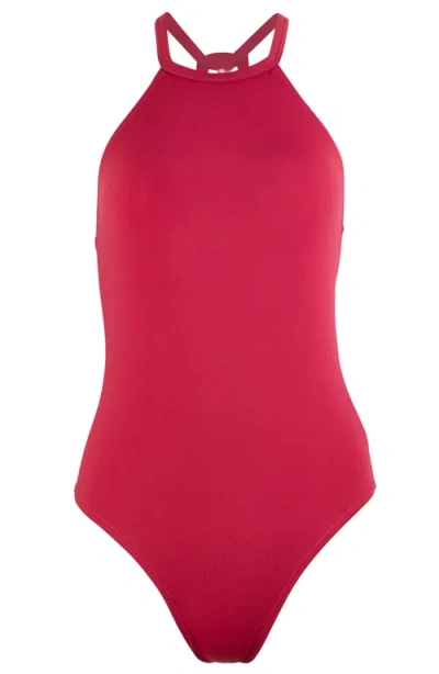 Sauipe Denise High Neck One Piece Swimsuit In Red