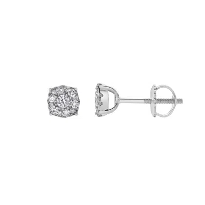 Luvmyjewelry Ballmore 10k Gold Diamond Unisex Earrings - 0.27 Cts In Silver