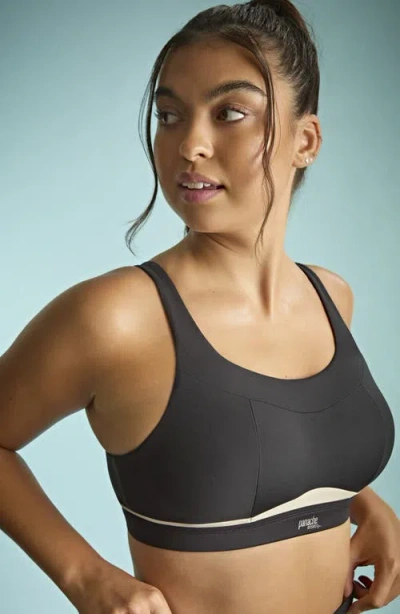 Panache Freedom Underwire Full Coverage Unlined Wireless Sports Bra In Black/chalk