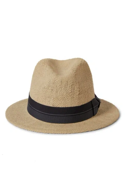Brixton Roma Straw Fedora In Natural/black