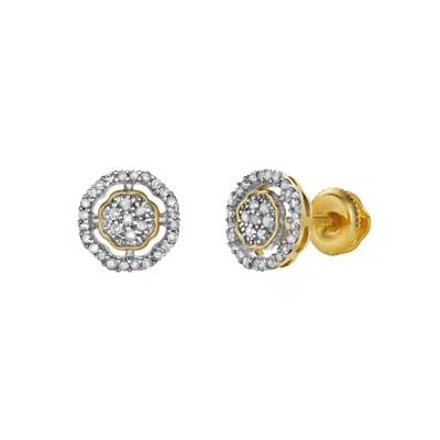 Luvmyjewelry Starlens L 10k Yellow Gold Cluster Diamond Unisex Earrings - 0.26 Cts In Yellow