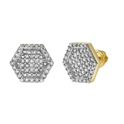 Luvmyjewelry Slates 10k Yellow Gold Diamond Stud Earrings In Yellow