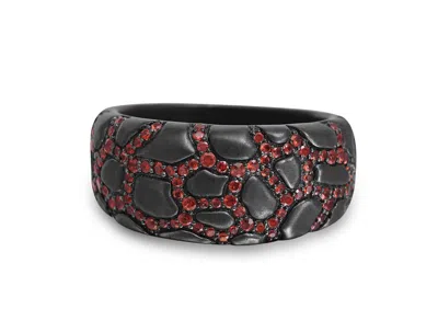 Luvmyjewelry Fiery Ascent Sterling Silver & Garnet Band Men Ring In Grey