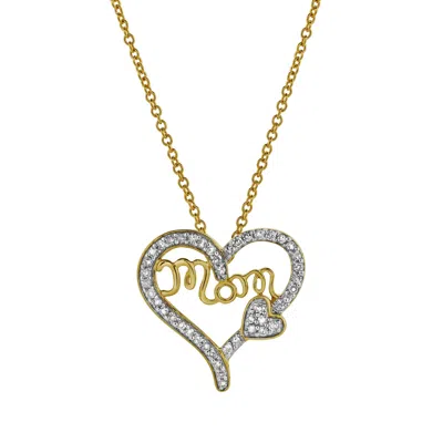 Luvmyjewelry Heart Duo Mom Diamond Pendant Necklace In 10k Yellow Gold In Yellow