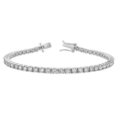 Luvmyjewelry Lmj 10k White Gold Unisex Diamond Tennis Bracelets - 7.86 Carats In Silver