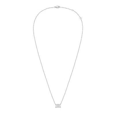 Diana M. 14kt 3cts Lab Grown East West, Diamond Solitaire Pendant, 4 Prong, Emerald Cut, Def Color, Vs Clarit In White