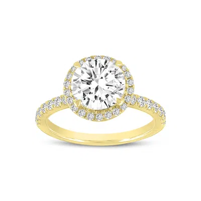 Luvmyjewelry 14k Yellow Gold Round Cut Lab Grown Diamond Halo Engagement Ring In Yellow