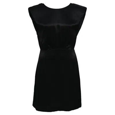 Ba&sh Ba & Sh Mini Scoop Neck Backless Dress In Black Satin In Black