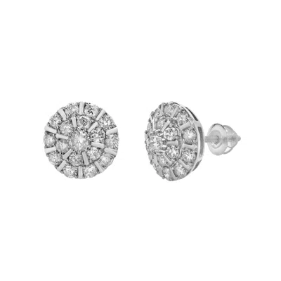 Luvmyjewelry Hadrianus 10k Gold Diamond Unisex Earrings - 1.37 Cts In Silver