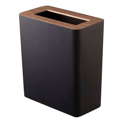 Yamazaki Home Trash Can - Two Styles, Steel + Wood, Rectangle, 2.5 Gallons, 10 Liters, Conceals Trash Liners, Lid,
