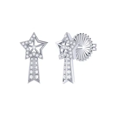 Luvmyjewelry Shooting Star Sterling Silver Diamond Comet Earring In Silver