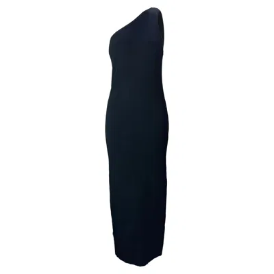Totême Ribbed Maxi One-shoulder Fitted Dress In Black Viscose In Black
