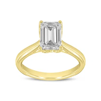 Luvmyjewelry Rahina 14k Yellow Gold Emerald Lab Grown Diamond Solitaire Engagement Ring In Yellow
