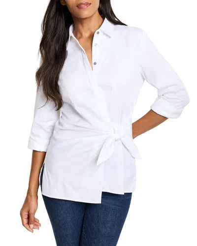 Nic + Zoe Nic+zoe Side Tie Stretch Cotton Shirt In White