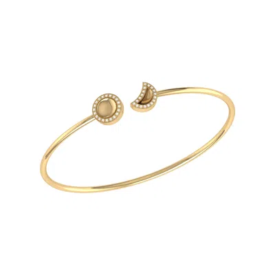 Luvmyjewelry Moon Phases Sterling Silver Diamond Adjustable Cuff In Yellow