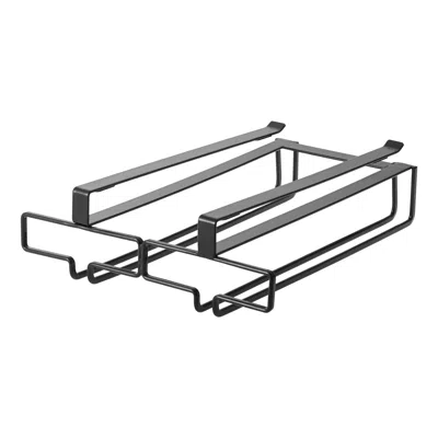 Yamazaki Home Undershelf Stemware Holder, Steel, Fits Shelves Up To 0.75 Inches, Supports 4.4 Pounds, Undershelf, In Black