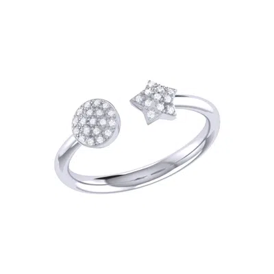 Luvmyjewelry Full Moon Star Sterling Silver Diamond Open Ring In Silver