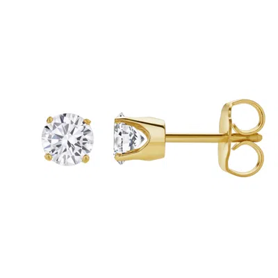 Luvmyjewelry Valeria 14k Gold Lab Grown Round Solitaire Diamond Earrings In Yellow
