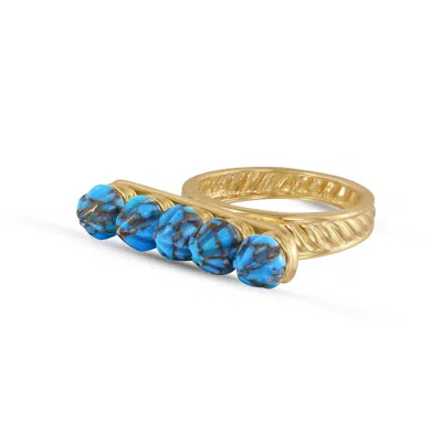 Luvmyjewelry Summer Nights Gold Plated Silver Turquoise Gemstone Multi Stone Ring Pendant In Yellow
