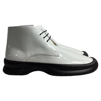 The Row Town Lace-up Ankle Boots In White Patent Leather In White