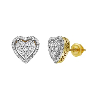 Luvmyjewelry Heartland Bling 14k Yellow Gold Diamond Stud Earrings In Yellow