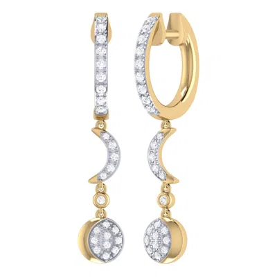 Luvmyjewelry Starlit Crescent Diamond Hoop Earrings In 14k Yellow Gold Vermeil On Sterling Silver In Yellow