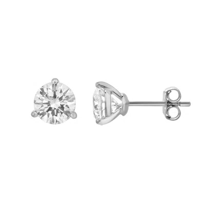 Luvmyjewelry Ellipse 14k Gold Lab Grown Round Solitaire Diamond Earrings In Silver